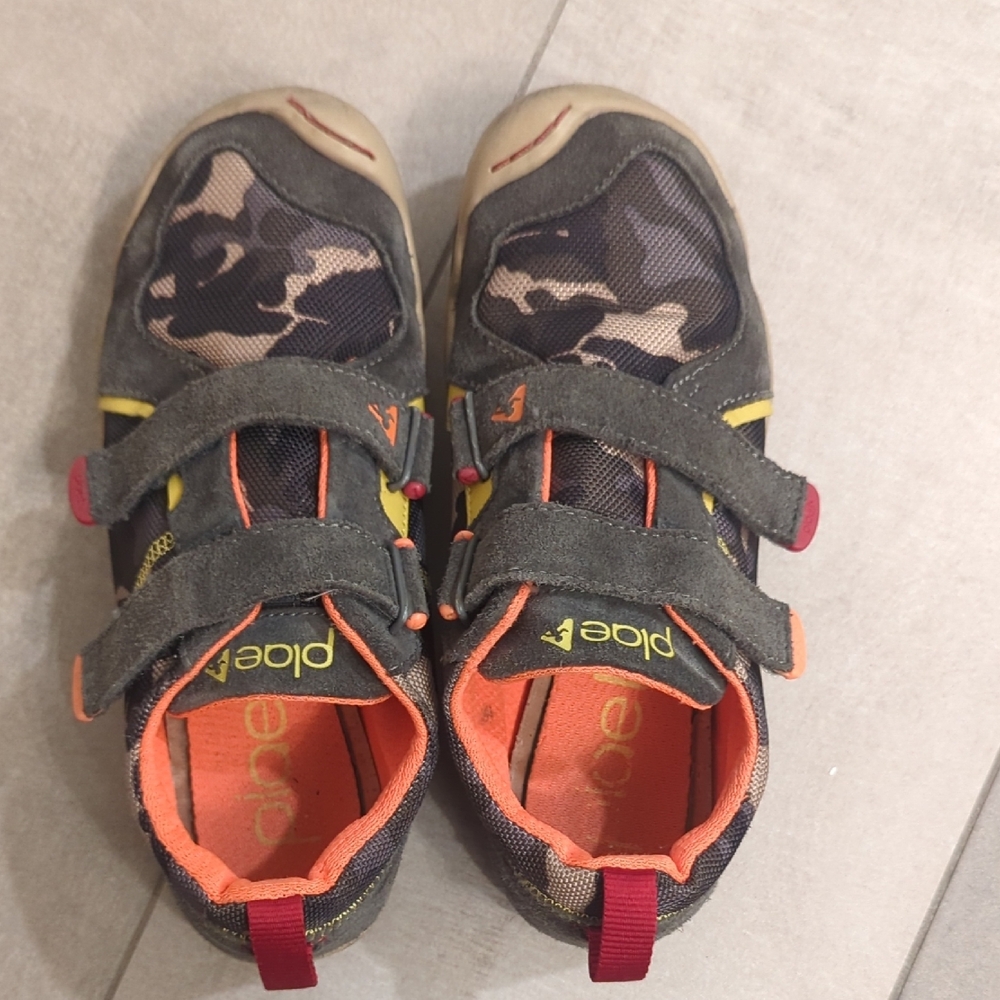 PLAE Gray and Orange Sneakers with Easy Velcro Straps